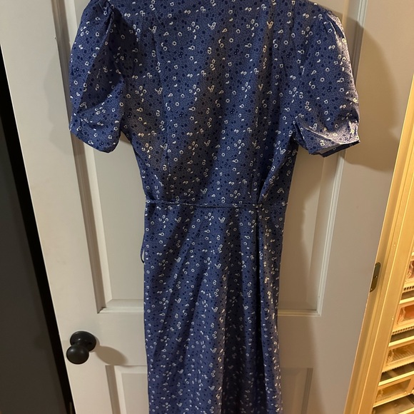 The Purple V Neck Floral Wrap Midi Dress | RIHOAS | SM - Picture 5 of 7